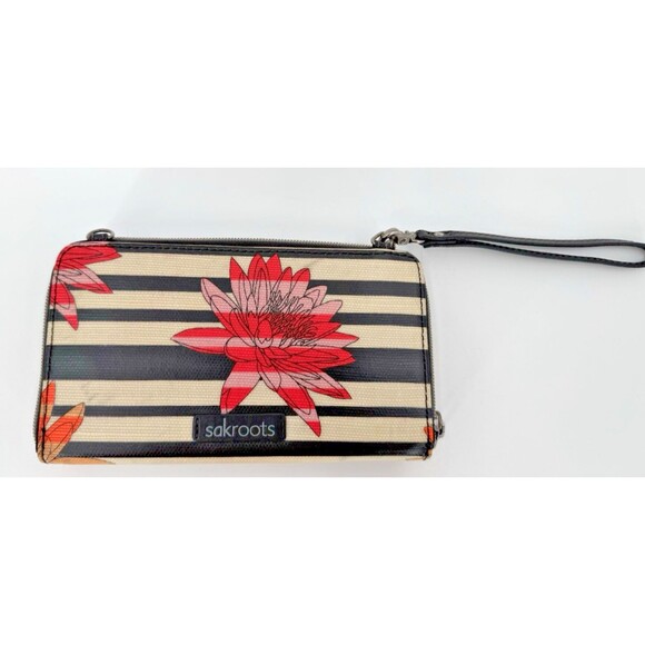 Sakroots Smartphone Wristlet/Wallet Floral Stripe  8.5" x  5" x 1"  Excellent C - Picture 8 of 11